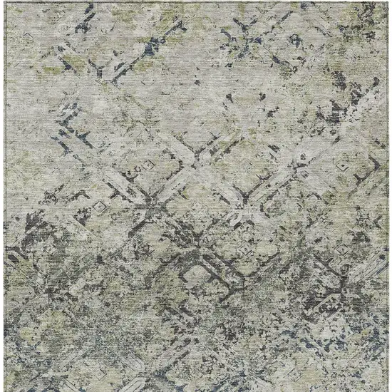 Silver Gray And Charcoal Geometric Washable Indoor Outdoor Area Rug Photo 6