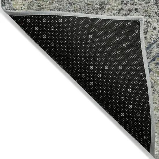 Silver Gray And Charcoal Geometric Washable Indoor Outdoor Area Rug Photo 3