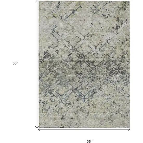 Silver Gray And Charcoal Geometric Washable Indoor Outdoor Area Rug Photo 7