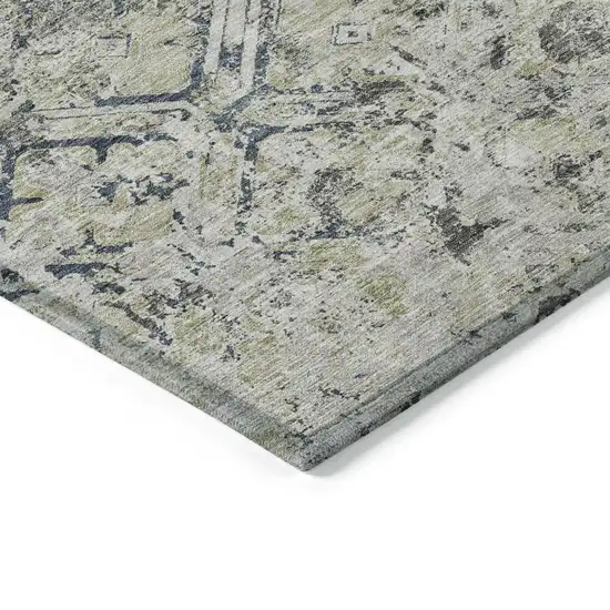 Silver Gray And Charcoal Geometric Washable Indoor Outdoor Area Rug Photo 4