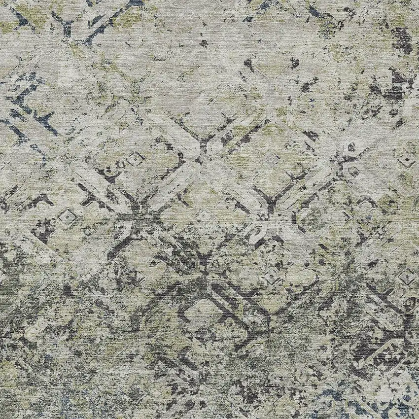 Silver Gray And Charcoal Geometric Washable Indoor Outdoor Area Rug Photo 5