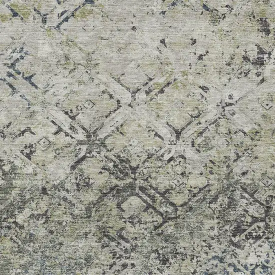 Silver Gray And Charcoal Geometric Washable Indoor Outdoor Area Rug Photo 5