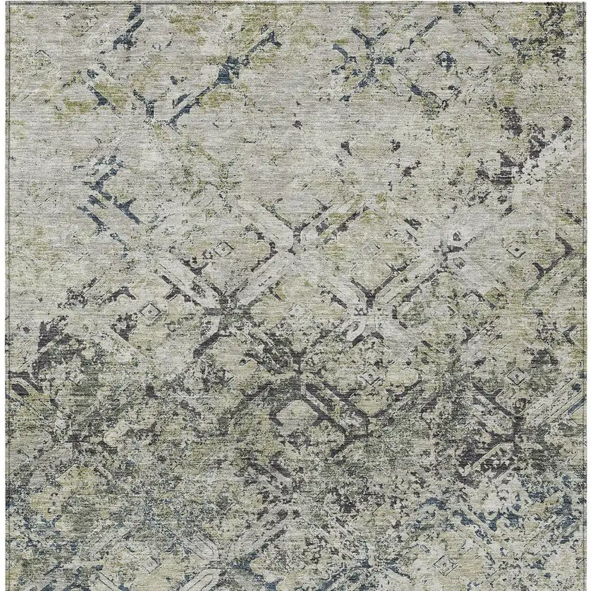 Silver Gray And Charcoal Geometric Washable Indoor Outdoor Area Rug Photo 4