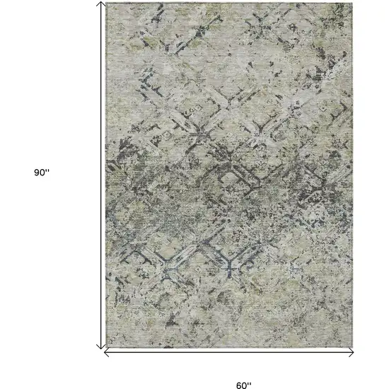 Silver Gray And Charcoal Geometric Washable Indoor Outdoor Area Rug Photo 3