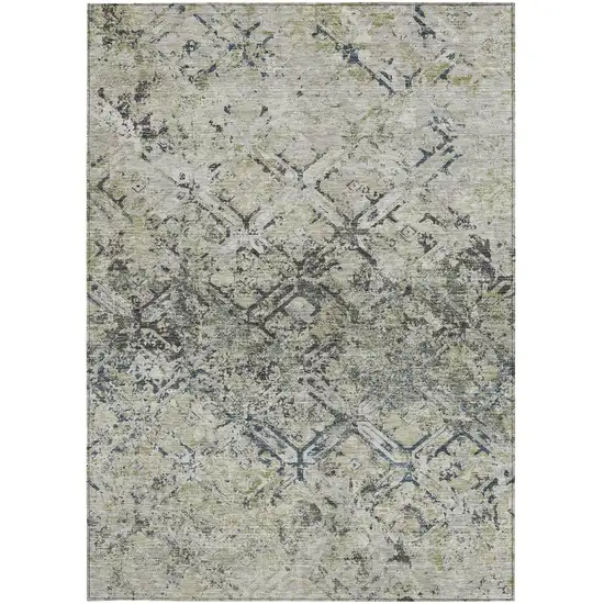 Silver Gray And Charcoal Geometric Washable Indoor Outdoor Area Rug Photo 5
