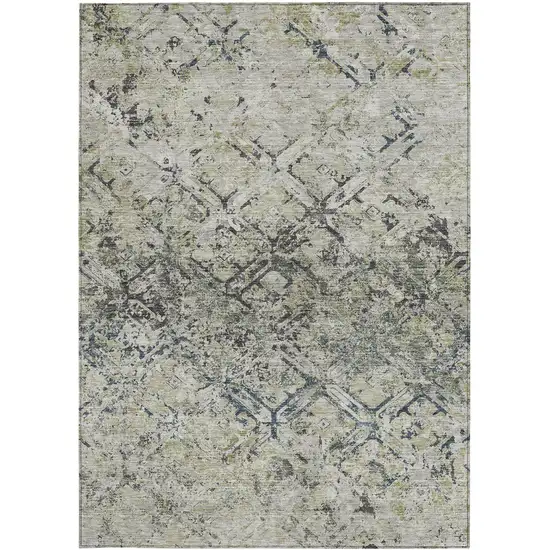 Silver Gray And Charcoal Geometric Washable Indoor Outdoor Area Rug Photo 5