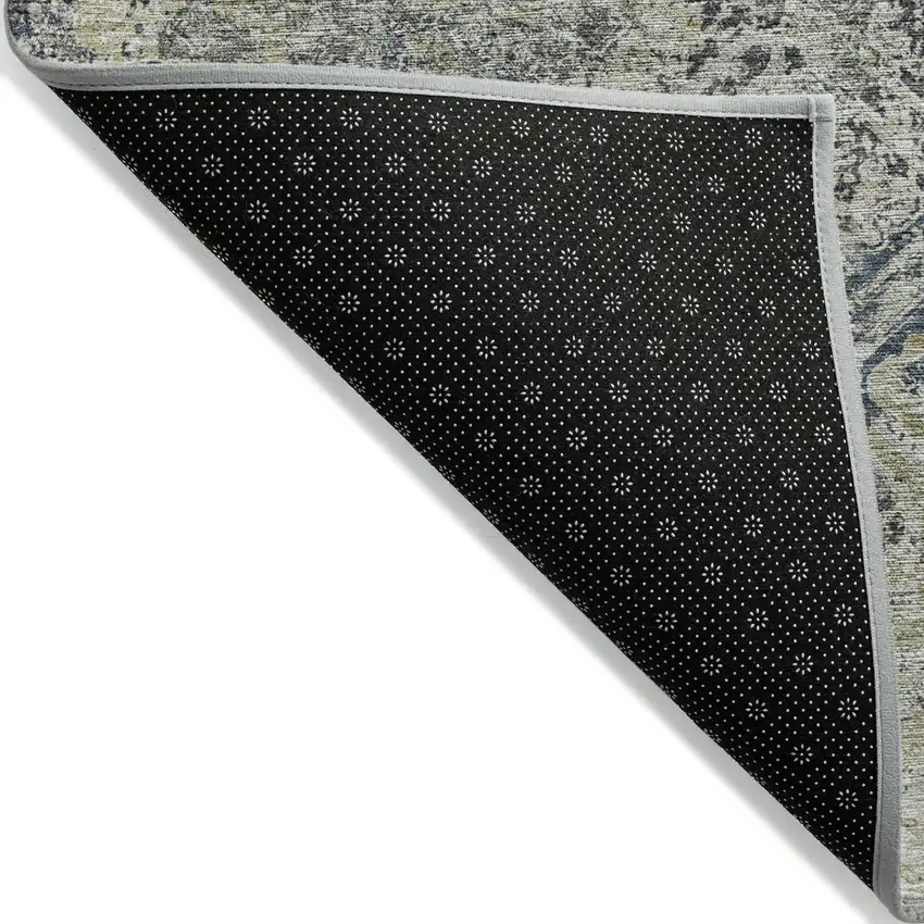 Silver Gray And Charcoal Geometric Washable Indoor Outdoor Area Rug Photo 2