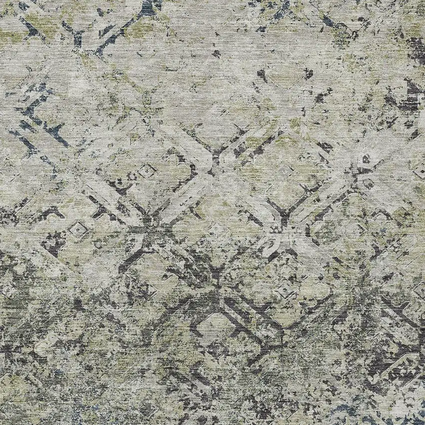 Silver Gray And Charcoal Geometric Washable Indoor Outdoor Area Rug Photo 6