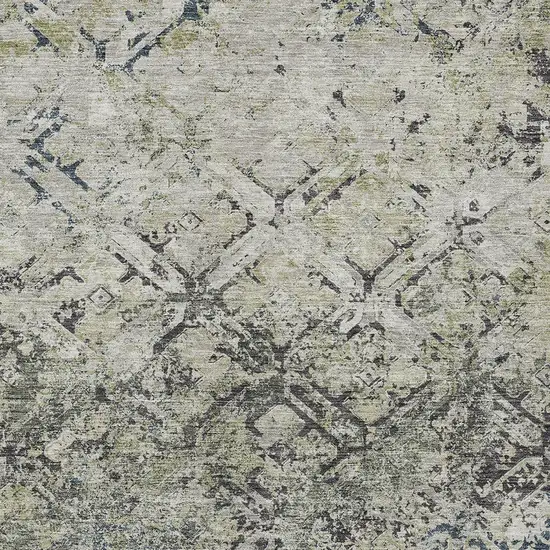 Silver Gray And Charcoal Geometric Washable Indoor Outdoor Area Rug Photo 6