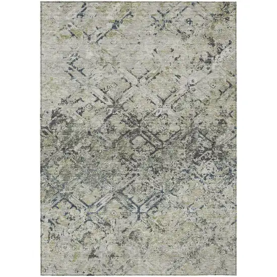 Silver Gray And Charcoal Geometric Washable Indoor Outdoor Area Rug Photo 2