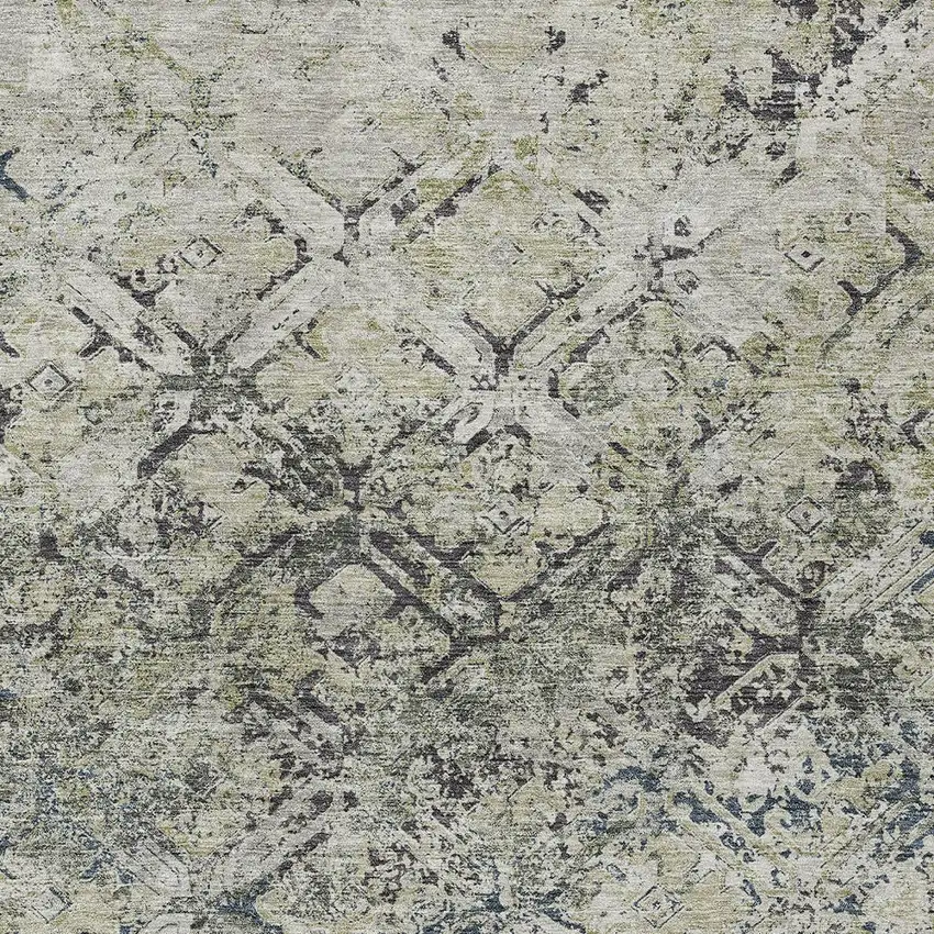 Silver Gray And Charcoal Geometric Washable Indoor Outdoor Area Rug Photo 4