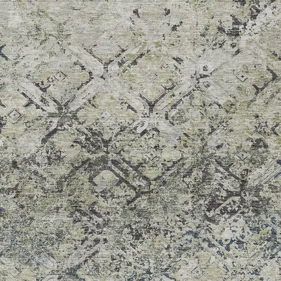 Silver Gray And Charcoal Geometric Washable Indoor Outdoor Area Rug Photo 4