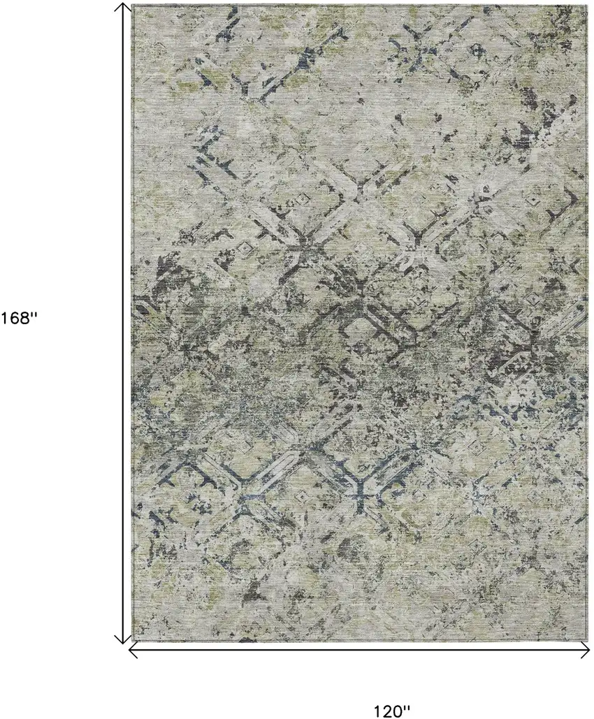 Silver Gray And Charcoal Geometric Washable Indoor Outdoor Area Rug Photo 3