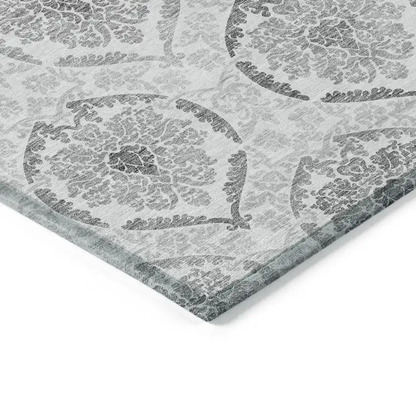 Silver Gray And Charcoal Medallion Washable Indoor Outdoor Area Rug Photo 5
