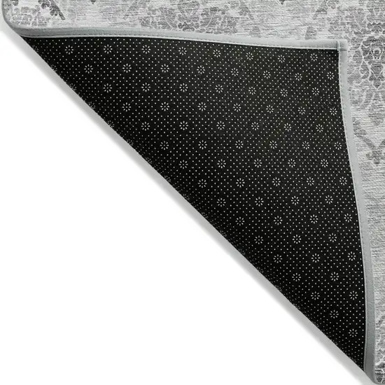 Silver Gray And Charcoal Medallion Washable Indoor Outdoor Area Rug Photo 4