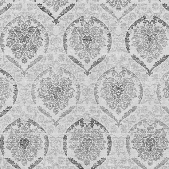 Silver Gray And Charcoal Medallion Washable Indoor Outdoor Area Rug Photo 6