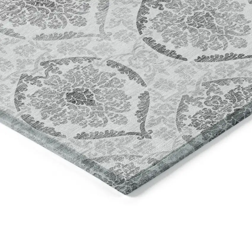 Silver Gray And Charcoal Medallion Washable Indoor Outdoor Area Rug Photo 5