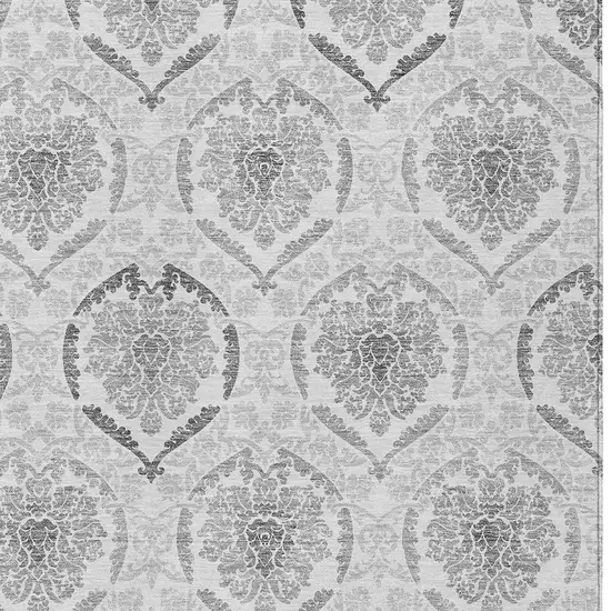 Silver Gray And Charcoal Medallion Washable Indoor Outdoor Area Rug Photo 6