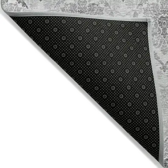 Silver Gray And Charcoal Medallion Washable Indoor Outdoor Area Rug Photo 4
