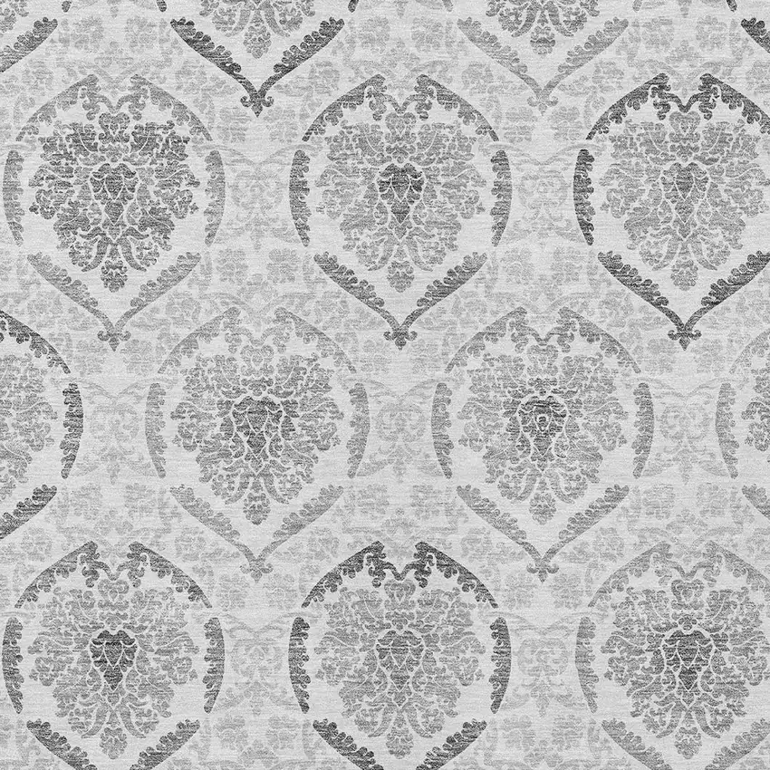 Silver Gray And Charcoal Medallion Washable Indoor Outdoor Area Rug Photo 6