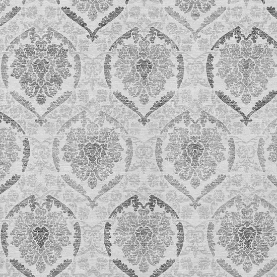 Silver Gray And Charcoal Medallion Washable Indoor Outdoor Area Rug Photo 6