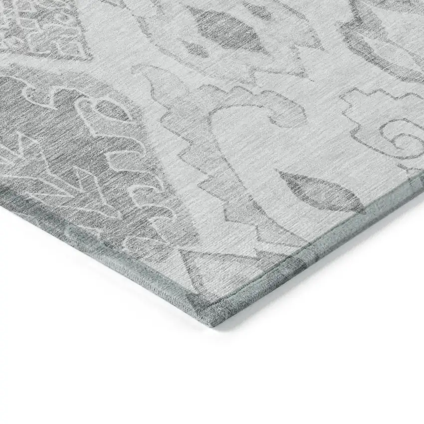 Silver Gray And Charcoal Moroccan Washable Indoor Outdoor Area Rug Photo 4