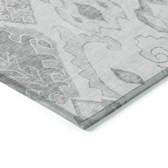 Silver Gray And Charcoal Moroccan Washable Indoor Outdoor Area Rug Photo 4