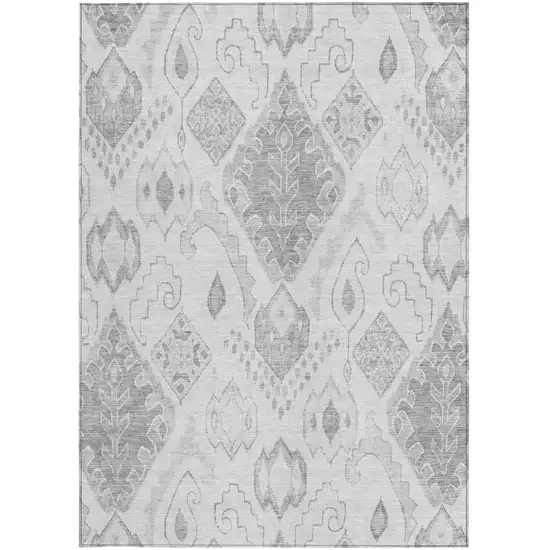 Silver Gray And Charcoal Moroccan Washable Indoor Outdoor Area Rug Photo 6