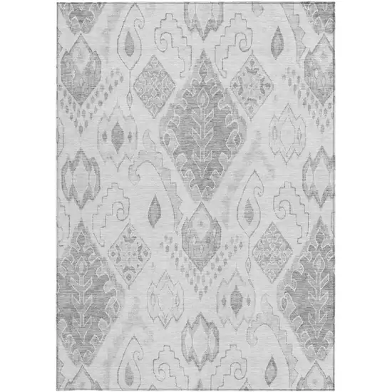 Silver Gray And Charcoal Moroccan Washable Indoor Outdoor Area Rug Photo 6