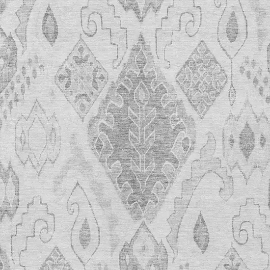 Silver Gray And Charcoal Moroccan Washable Indoor Outdoor Area Rug Photo 5