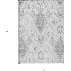 Photo of Silver Gray And Charcoal Moroccan Washable Indoor Outdoor Area Rug