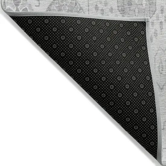Silver Gray And Charcoal Moroccan Washable Indoor Outdoor Area Rug Photo 4