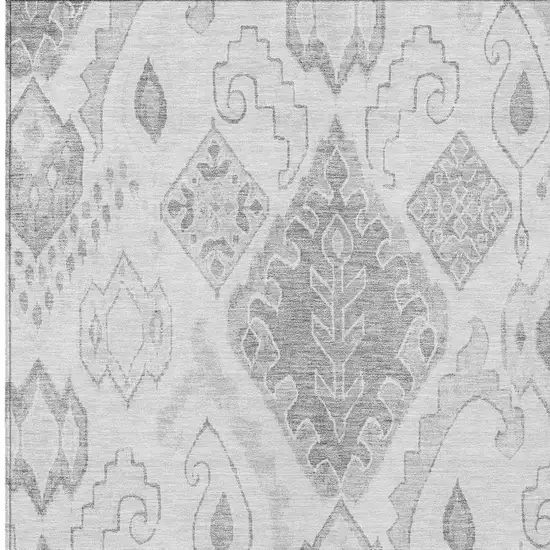 Silver Gray And Charcoal Moroccan Washable Indoor Outdoor Area Rug Photo 6