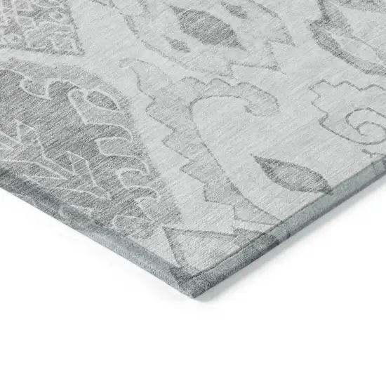Silver Gray And Charcoal Moroccan Washable Indoor Outdoor Area Rug Photo 5