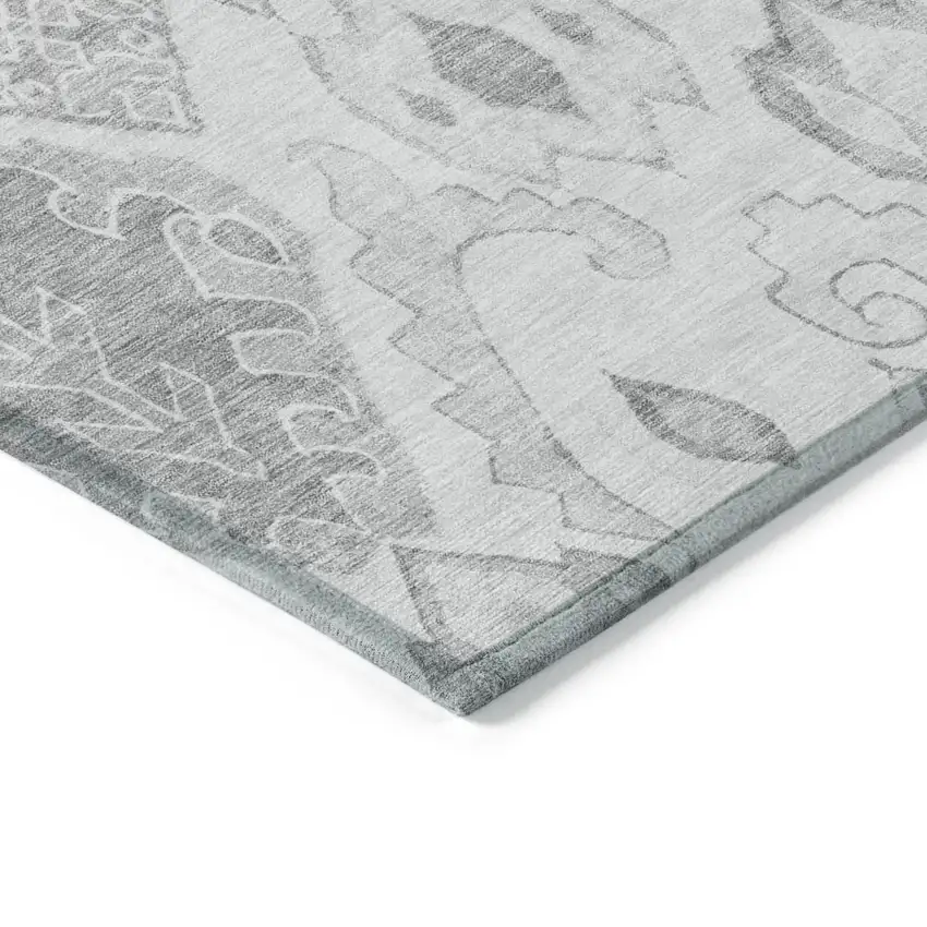 Silver Gray And Charcoal Moroccan Washable Indoor Outdoor Area Rug Photo 5