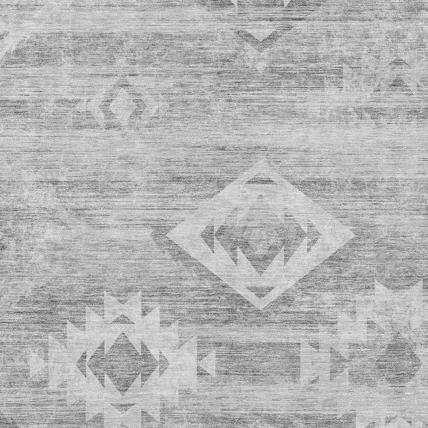 Silver Gray And Charcoal Southwestern Washable Indoor Outdoor Area Rug Photo 6