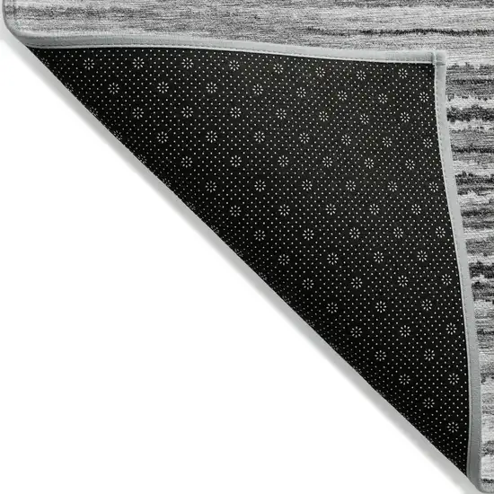 Silver Gray And Charcoal Striped Washable Indoor Outdoor Area Rug Photo 4
