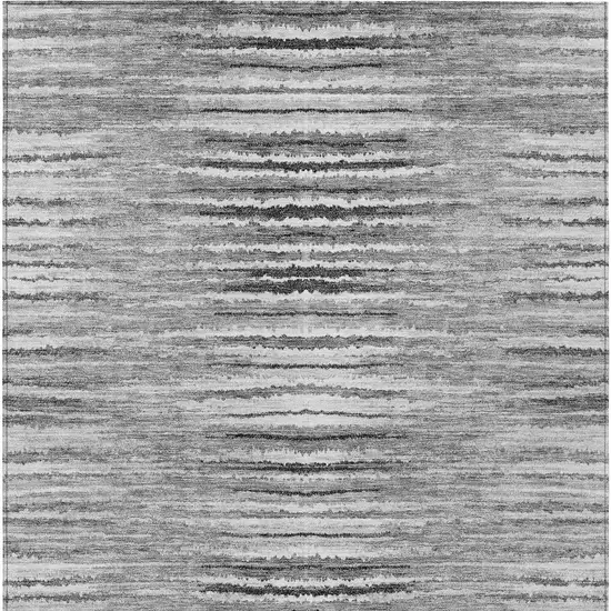 Silver Gray And Charcoal Striped Washable Indoor Outdoor Area Rug Photo 7