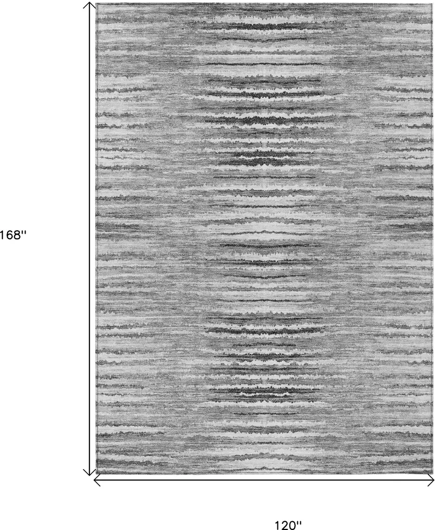 Silver Gray And Charcoal Striped Washable Indoor Outdoor Area Rug Photo 3