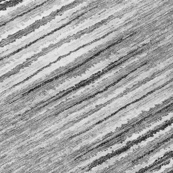 Silver Gray And Charcoal Striped Washable Indoor Outdoor Area Rug Photo 7