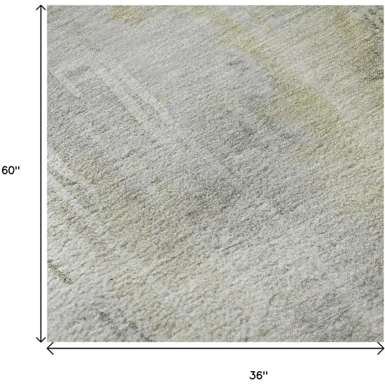 Silver Gray And Gold Abstract Washable Area Rug With UV Protection Photo 8