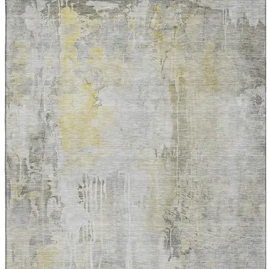 Silver Gray And Gold Abstract Washable Area Rug With UV Protection Photo 4