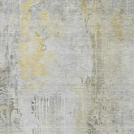 Silver Gray And Gold Abstract Washable Area Rug With UV Protection Photo 3