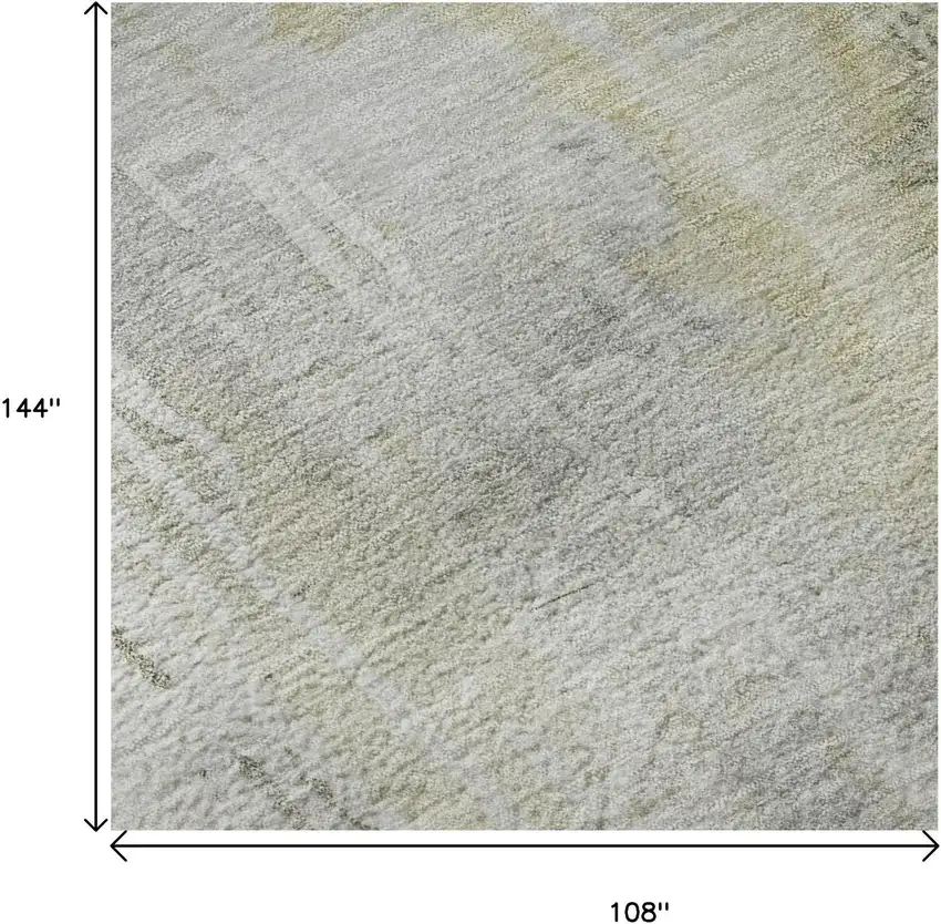 Silver Gray And Gold Abstract Washable Area Rug With UV Protection Photo 8
