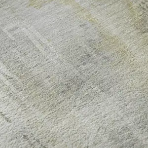 Photo of Silver Gray And Gold Abstract Washable Area Rug With UV Protection