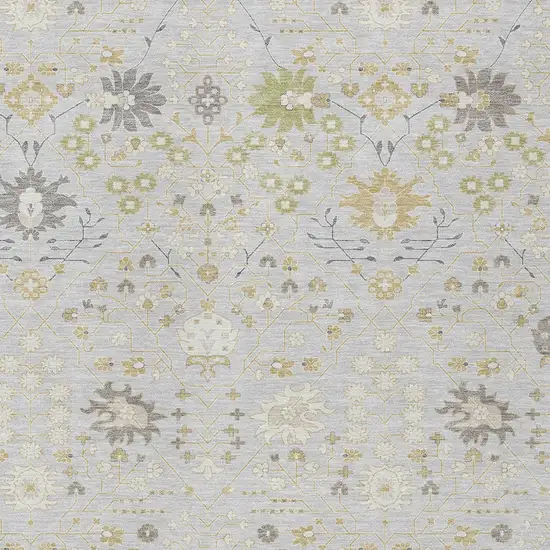 Silver Gray And Gold Oriental Washable Indoor Outdoor Area Rug Photo 6