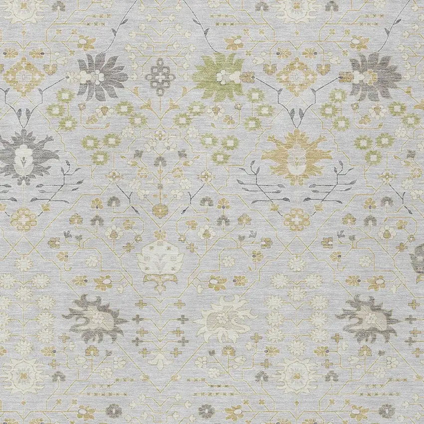 Silver Gray And Gold Oriental Washable Indoor Outdoor Area Rug Photo 6
