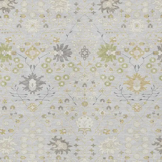 Silver Gray And Gold Oriental Washable Indoor Outdoor Area Rug Photo 6