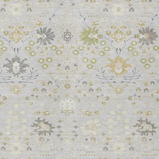 Silver Gray And Gold Oriental Washable Indoor Outdoor Area Rug Photo 7