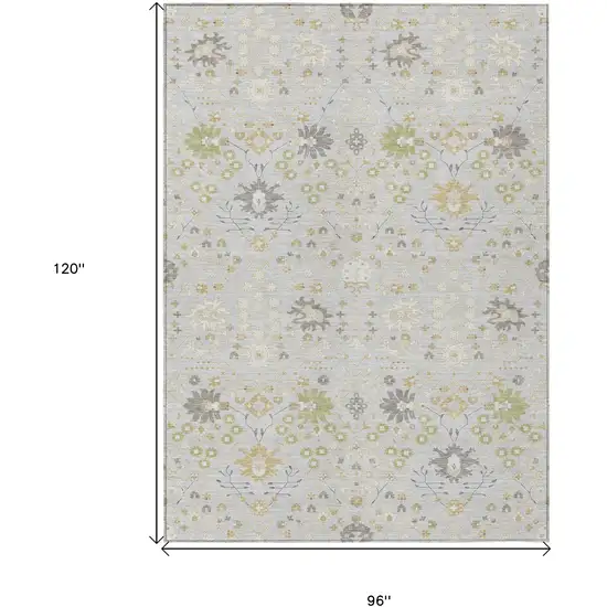 Silver Gray And Gold Oriental Washable Indoor Outdoor Area Rug Photo 3